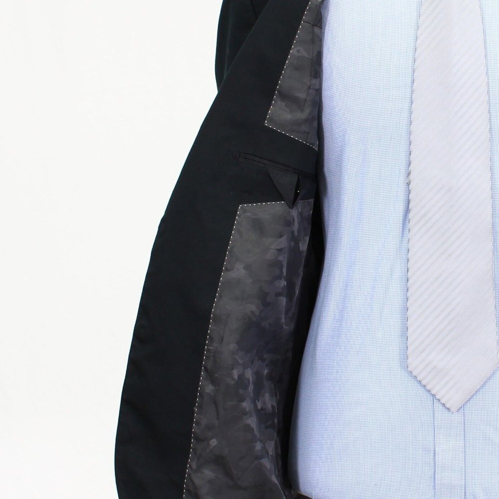 Express 44L Black Solid Cotton 2-Button Sport Coa… - image 8